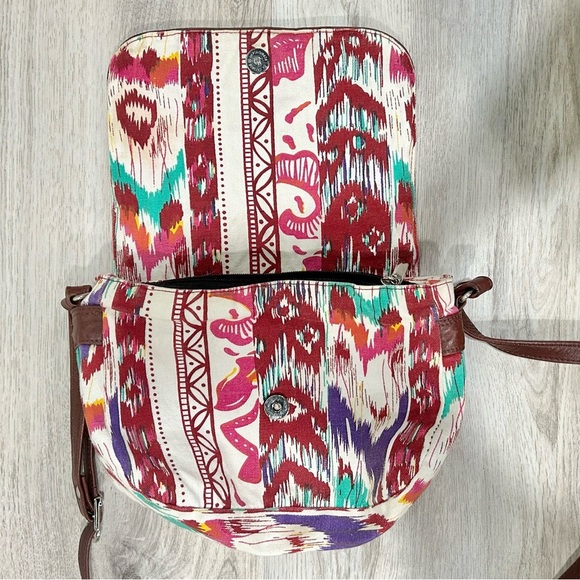 Trades Of Hope Leather Canvas Small Crossbody Purse Adjustable Strap Brown Boho - Picture 3 of 9